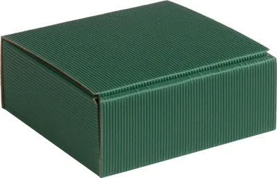 Produktbild von Geschenkbox aus offener Wellpappe, Geripptes Karton DUNKELGRÜN, Format 15x14x5,5cm, 100 St.