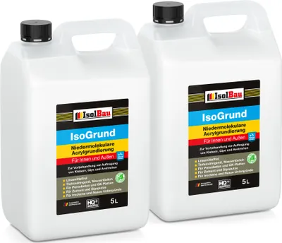 Produktbild von Isolbau IsoGrund Grundierlösung - 10 L Niedermolekulare Acrylgrundierung für Innen & Außen - Für professionelle Grundierung
