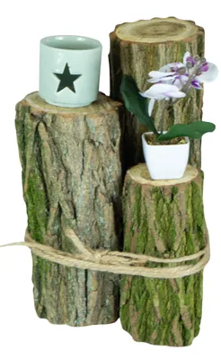Produktbild von 3er Set Deko-Holzstämme aus Eichenholz rustikale Vintage-Deko