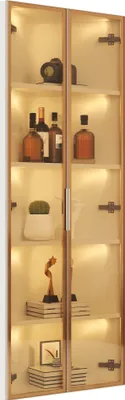 Produktbild von Merax Glasvitrine mit LED Licht, Eckvitrine Hochschrank mit Zwei Glastüren, Stehend Vitrinenschrank, Badezimmerschrank, 62x35x160cm, Weiß
