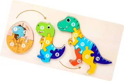 Zdjęcie produktu dla Drewniane puzzle - Od małego do dużego - Dinozaury