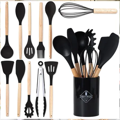 Produktbild von OKWISH Kochbesteck-Set - 12 Silikon Küchenhelfer, Küchenzubehör Set