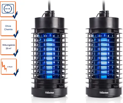 Produktbild von 2er Set Fluginsektenvernichter 2er Set 20m² 4 Watt UV Auffangschale Tristar