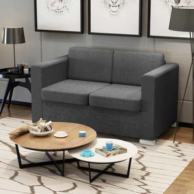 Produktbild von vidaXL Sofa 2-Sitzer Stoff Dunkelgrau