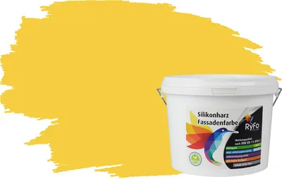 Produktbild von RyFo Colors Silikonharz Fassadenfarbe Lotuseffekt Trend Nektarinengelb 3l - bunte Fassadenfarbe, weitere Gelb Farbtöne und Größen erhältlich, Deckkraft Klasse 1