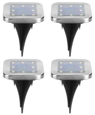 4er-Set Solar-Gartenleuchten, 8LED, warmweiß, quadratisch