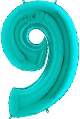 Produktbild von Riesenzahl Folienballon 40"/102cm | Tiffany-Türkis Zahl: 9