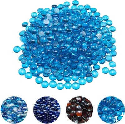 Image de Verre à feu 9kg - roches de verre 19mm pour foyer - verre de cheminée bleu Caraïbes - pierres de verre pour foyer de cheminée