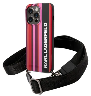 Image de Karl Lagerfeld Klhcp14Lststp Iphone 14Pro 6,1 Hardcase Różowy/Pink Colour Stripes Strap