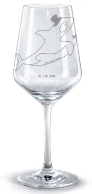 Produktbild von Mr. & Mrs. Panda wein glas Orca Zylinder - Transparent - Geschenk, Glitzer, für rotwein, Konfetti, Geburtstag, Weinglas, glaskelch, Fest, graviert, Glückwunsch, Meer