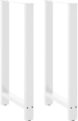 Image de Pieds de table de bar Blanc 2 pièces 60 x (110-111) cm Acier