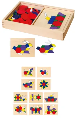 Obrázok produktu pre VIGA Drevená geometrická mozaika – Dienesove kocky – Logická skladačka Montessori, 148 dielov