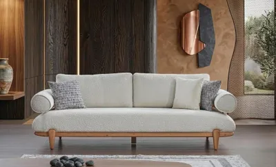 Zdjęcie produktu dla Trójosobowa sofa, wygodna, miękka, przestronna, w nowoczesnym stylu, kolor biały