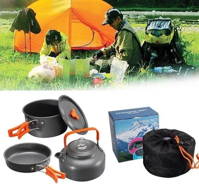 Obrázok produktu pre Sada hrncov na kemping Famanu, hliníková, ľahká – vhodná na outdoorové použitie