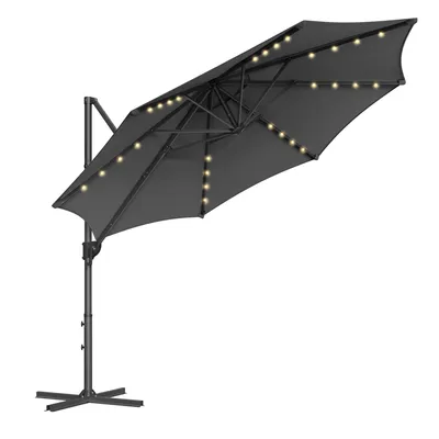 Obrázek produktu pro Konzolový slunečník, ∅300cm, 28 solárních LED světel, UPF 50+, otočný o 360°