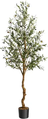 Productafbeelding van Kunstolijfboom set, 2 stuks – 120 cm en 150 cm – Grote kunstplanten voor binnenshuis – Geschikt voor woonkamer en kantoor