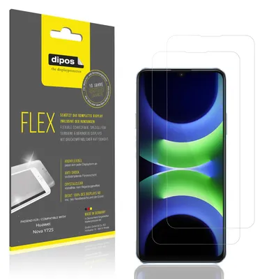 Produktbild von 2x Schutzfolie für Huawei Nova Y72S Folie, 100% Displayabdeckung, dipos Flex