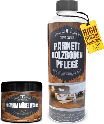 Produktbild von SPARSET Premium Holzwachs farblos + Holz Bodenreiniger für Parkett & Holz Bodenpflege | Profi Holz-Pflege von URBAN FOREST | GERMANY