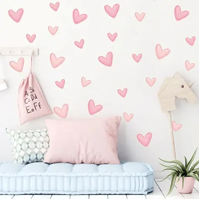 Produktbild von Kinder Wandsticker,60 Stück weiche rosa große kleine Herzform Wandaufkleber,Deko Kindergarten Home Dekoration,wandtattoo für Mädchenzimmer