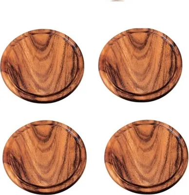 Produktbild von KESPER - 4er Pack Fleischteller mit Saftrille - Frühstücksbrettchen Essbrett - Akazienholz - rund 25 cm ø