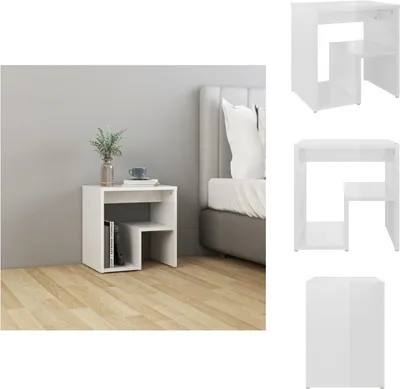 Zdjęcie produktu dla vidaXL Stolik nocny biały wysoki połysk 40x30x40 cm materiał drewnopochodny - Stoliki nocne