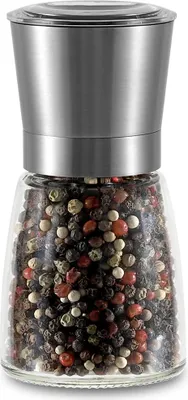 Produktbild von INF 304 Edelstahl & Glas Manuelle Pfeffermühle - 170ml Gewürzmühle