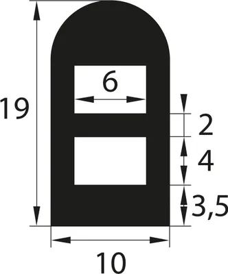 Produktbild von DP18 EPDM Vollgummi Halbrundprofil Hohlprofil D Profil 10x19 mm Gummidichtung