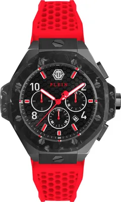Produktbild von Philipp Plein PWPRA0724 CHRONO ROYAL schwarz rot Silikon Herren Uhr NEU