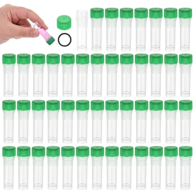 48 Probengefäße 1 ml, PP, transparent, grüner Deckel, Labor
