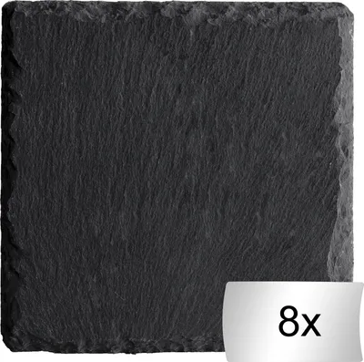 Produktbild von Untersetzer - 10 x 10 cm - Anthrazit - Schiefer - Unikat - 8er Set