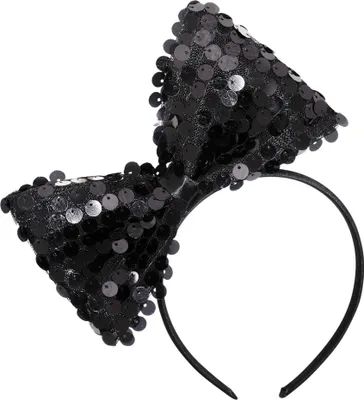 Immagine prodotto di Cerchietto di paillettes con fiocco glitterato nero - Taglia unica