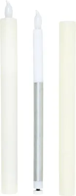 Obrázek produktu pro LED svíčky na tyči - pravý vosk - teplá bílá blikající LED - V: 25 cm - barva slonové kosti - sada 2 kusů