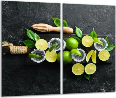 Produktbild von Herdabdeckplatten 2 teilig 30x52 Glaskeramikfeld Abdeckung Glas Zitrone