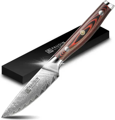 Produktbild von PAUDIN P7 Professionelles Gemsemesser 9 cm - Gemüsemesser- Messer japanischer Art - Echter Damaststahl