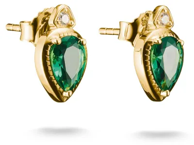 Image de Boucles d'oreilles Thomas Sabo avec pierres vertes Elyndra, plaqué or 18 carats H2333-971-6