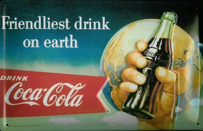 Produktbild von Blechschild Coca Cola friendliest drink on earth retro Schild Coke Nostalgieschild