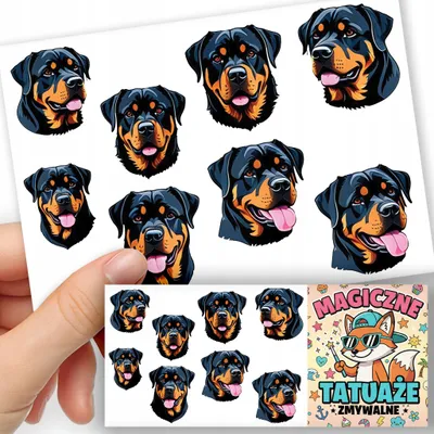 Produktbild von ABWASCHBARE KINDERTATTOOS TEMPORAER - Hunde Rasse ROTTWEILER - 8 St.