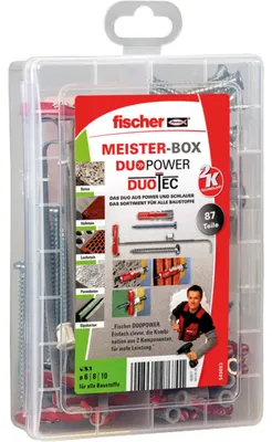 Obrázek produktu pro Fischer 540093 MEISTERBOX DUOPOWER-DUOTEC (CZ) Obsah 1 ks 2f. Rozsah dodávky 30x DUOPOWER 6 x 30, 20x šroub se zápustnou hlavou 4 (540093)