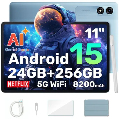 Blackview Tab9WiFi Android 15 Tablet FHD+ 11 Zoll großes display, 24GB+256GB(2TB) Octa-Core T606 Widevine L1 Gaming Tablet 13MP+5MP,8200mAh,AI-Kamera