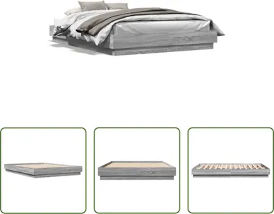 Produktbild von The Living Store Bettgestell Grau Sonoma 120x200 cm Holzwerkstoff