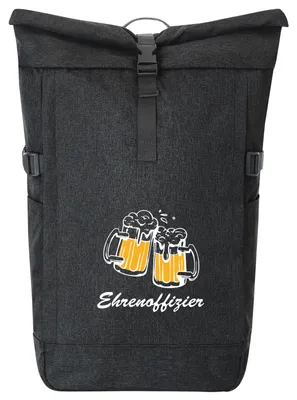 Produktbild von Huuraa Kurierrucksack Ehrenoffizier Schützenfest 30-44 Liter Black Melange Fairtrade Rolltop Rucksack Geschenkidee