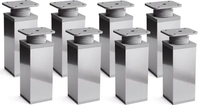 Produktbild von 8er Set sossai moderne Möbelfüße in Chrom 120mm höhenverstellbar Schrankfüße Sockelfüße