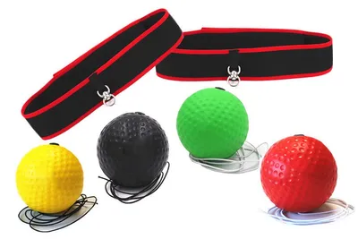 Produktbild von Reflexball - 4 Bälle + 2 Stirnbänder, ideal für das Training von Reflex, Reaktion und Auge-Hand-Koordination