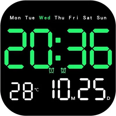 Immagine prodotto di Orologio da parete a LED multifunzionale Orologi da parete a LED con display verde