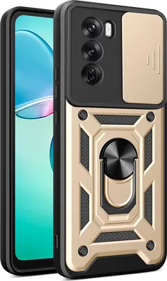 Image de Etui pour Oppo Reno12 Pro 5G, étui en silicone TPU avec anneau de support, protection de l'appareil photo Or
