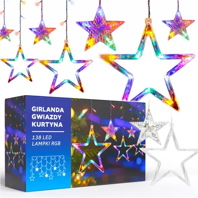 Produktbild von LICHTVORHANG MIT STERNEN, 120 LED, MEHRFARBIG, 8 MODI, 3 m LICHTSCHNUR