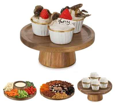 Image de Support en bois pour cupcakes et gâteaux, diamètre de 19,2 cm