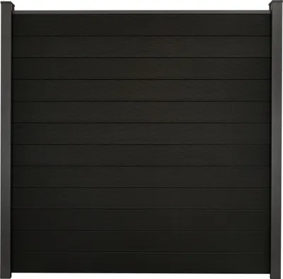 Produktbild von Zaun Hauptelement GroJa Solid Stecksystem ohne Pfosten 180 x 180 cm schwarz co-extrudiert