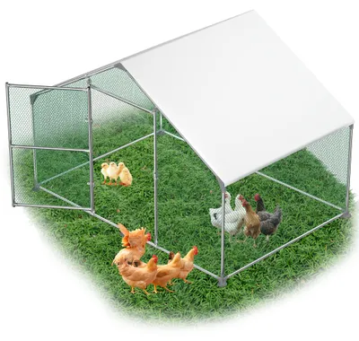 Image de YARDIN : Poulailler, enclos pour volailles, enclos extérieur, acier galvanisé, toit en PE, porte verrouillable, volière, cage pour lapins. Dimensions : 3x2x2 mètres. Cage à poules pour l'extérieur