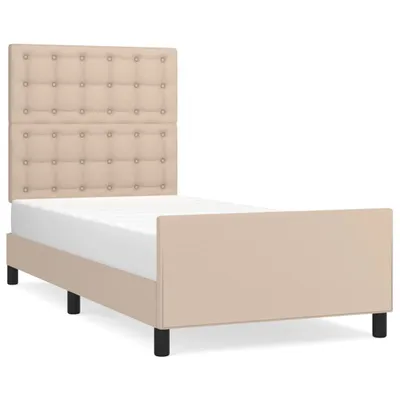 Produktbild von Bettgestell mit Kopfteil Cappuccino-Braun 90x200 cm Kunstleder